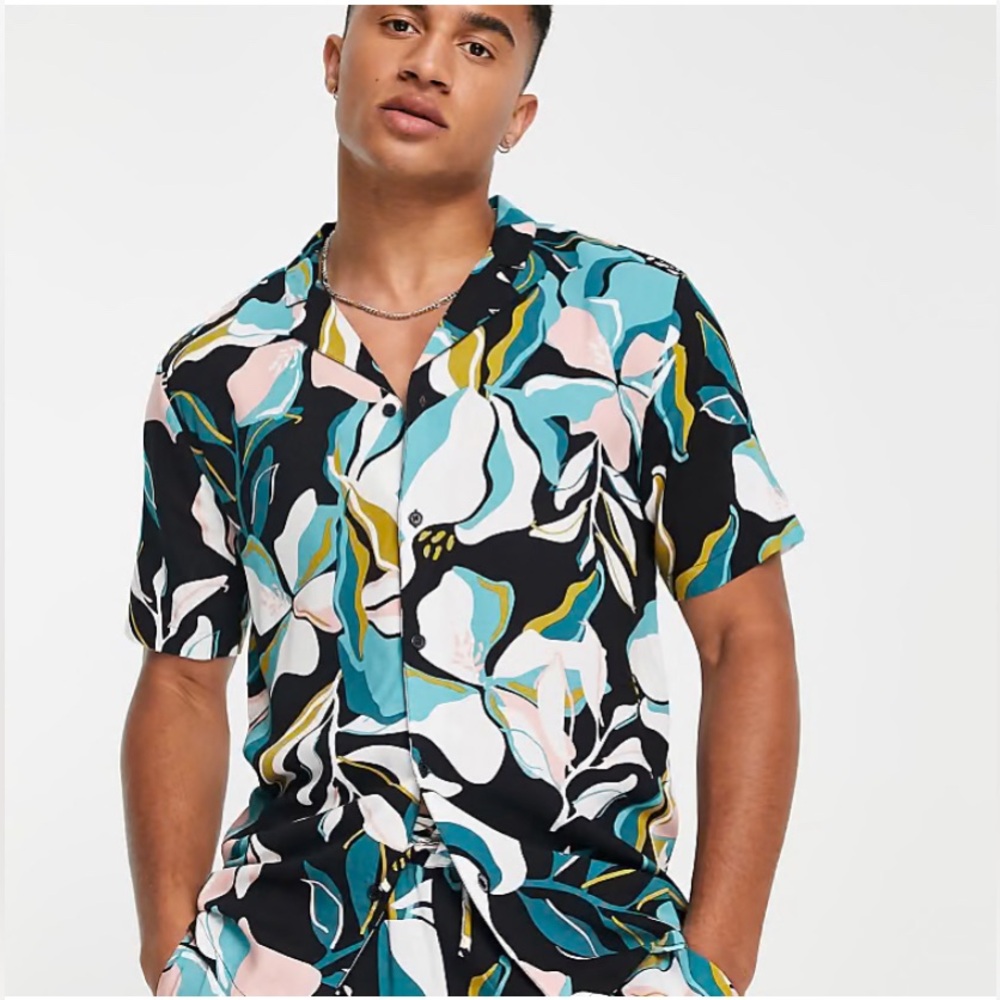 (3) Cactus Man Floral print short sleeve shirt